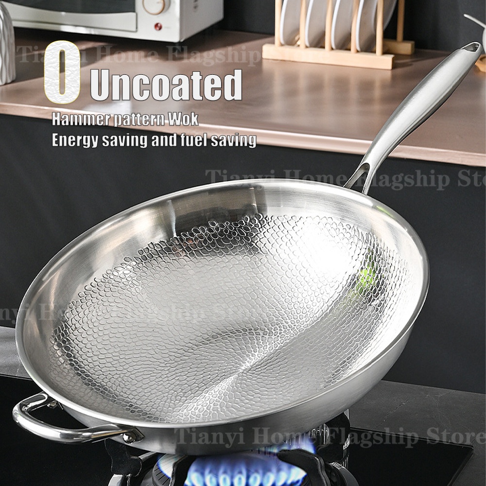 Home Cooking Channel - 32/34cm Titanium Stainless Steel Frying Pan