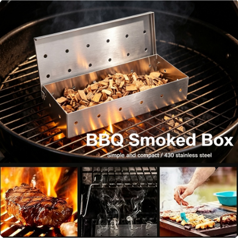 Smoker Box Wood Chip - Stainless Steel Smoker Box for Wood