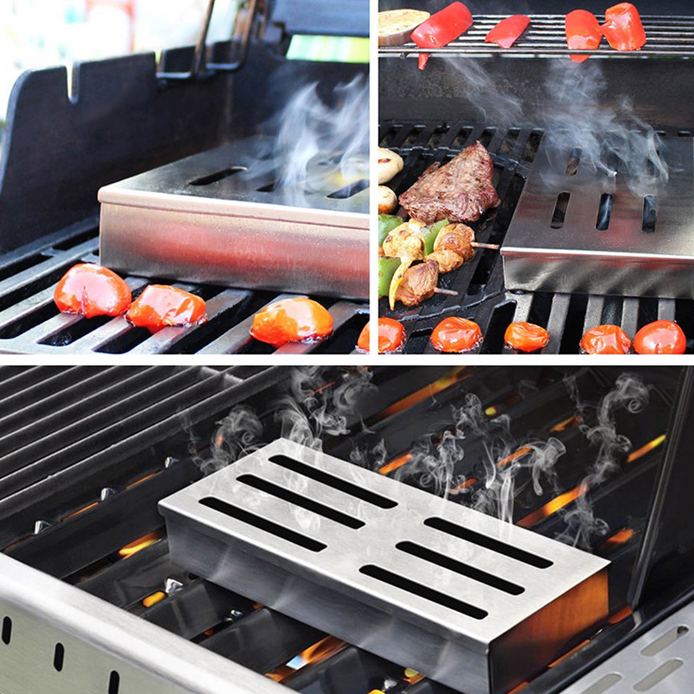 Smoker Box Wood Chip - Barbecue Smoker Box Stainless Steel Wood