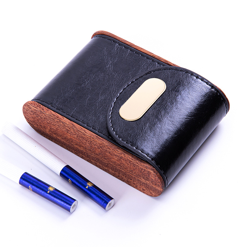 Solid Wood Vintage Leather Cig - Smoker Box Wood Chip 评论和价格