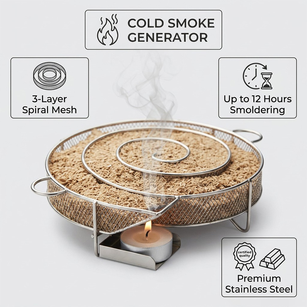 Round Stainless Steel Smoking  - Smoker Box Wood Chip 评论和价格