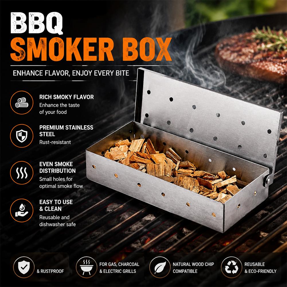 Stainless Steel BBQ Smoker Box - Smoker Box Wood Chip 评论和价格