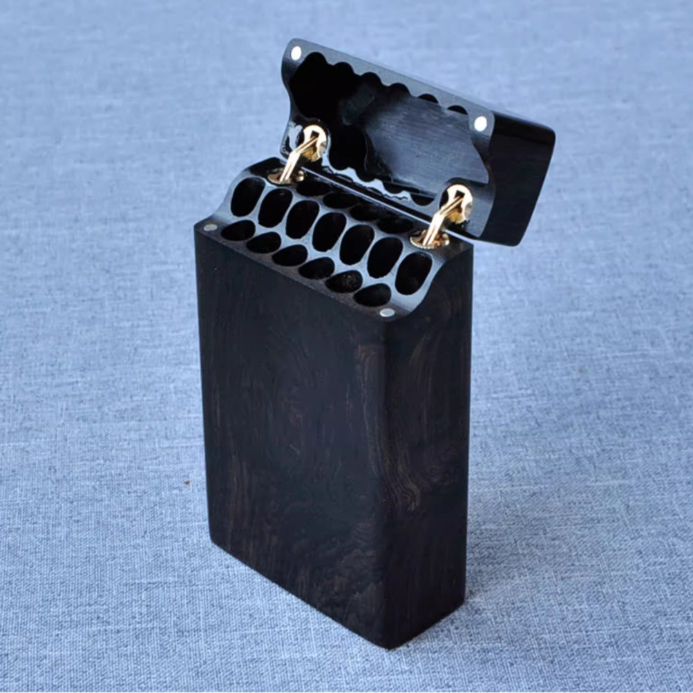 Ebony Flip Cigarette Case Port - Smoker Box Wood Chip 评论和价格