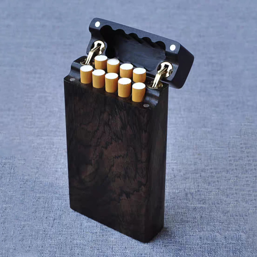 Ebony Flip Cigarette Case Port - Smoker Box Wood Chip 评论和价格