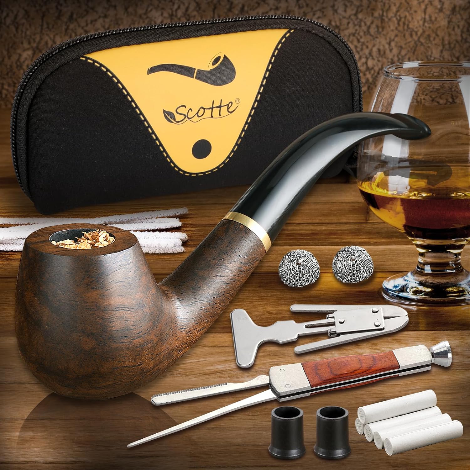 Tobacco Pipe Handmade Ebony Wo - Smoker Box Wood Chip 评论和价格