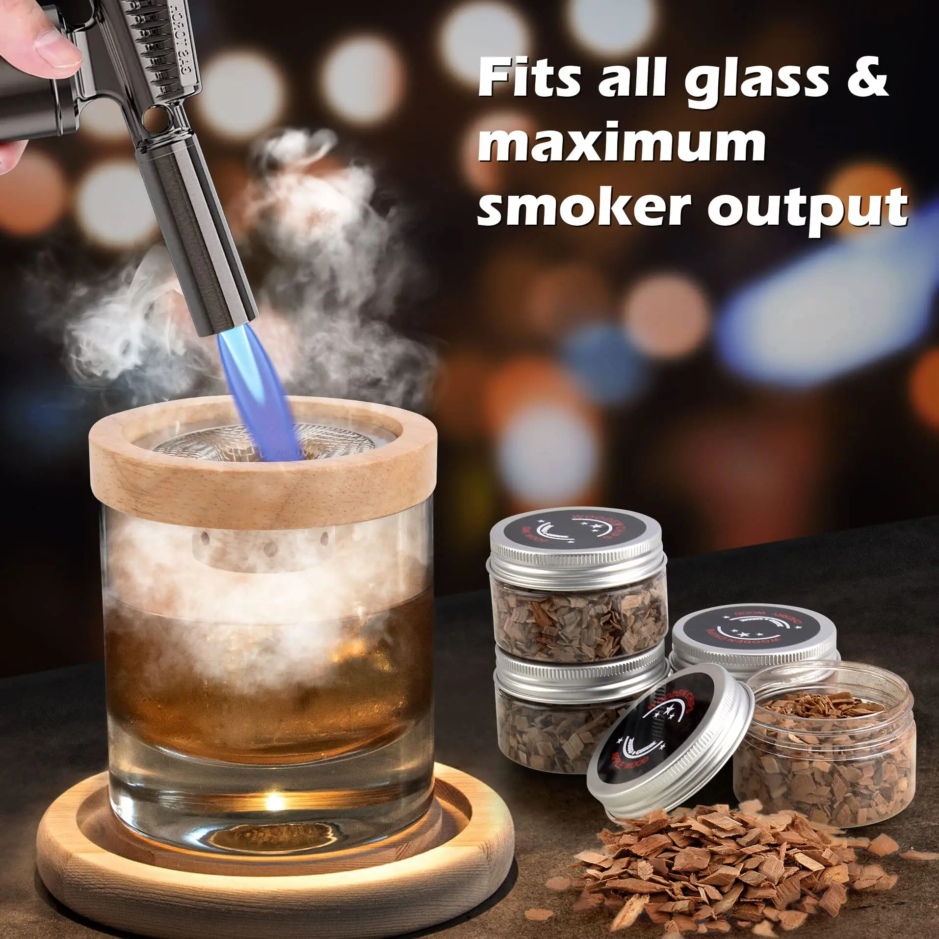 Cocktail Smoker Set Bar Wooden - Smoker Box Wood Chip 评论和价格